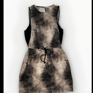 Forever21 Contemporary Black & Cream Tie Dye/Ombre  Sleeveless Dress Size Small